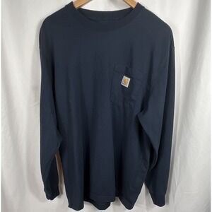 Carhartt Men's Size Large Blue Long Sleeve Crew Neck Graphic Tee Shirt